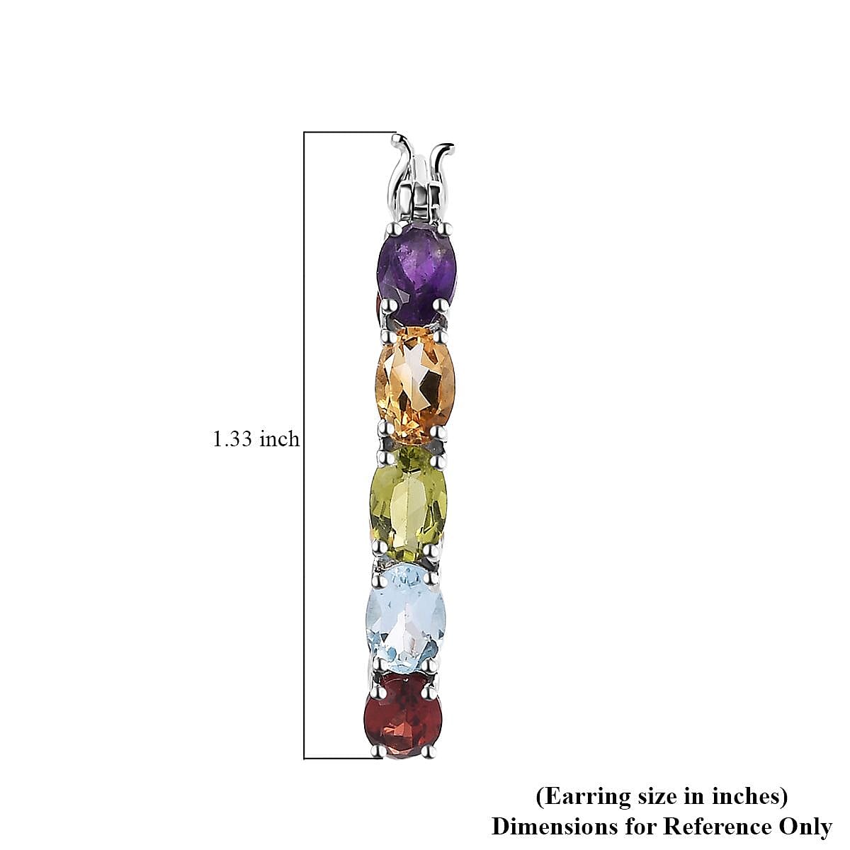 Multi Gemstone Hoop Earrings in Platinum Over Sterling Silver 8.50 ctw