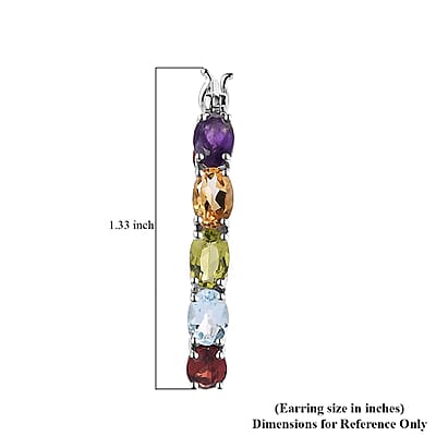 Multi Gemstone Hoop Earrings in Platinum Over Sterling Silver 8.50 ctw