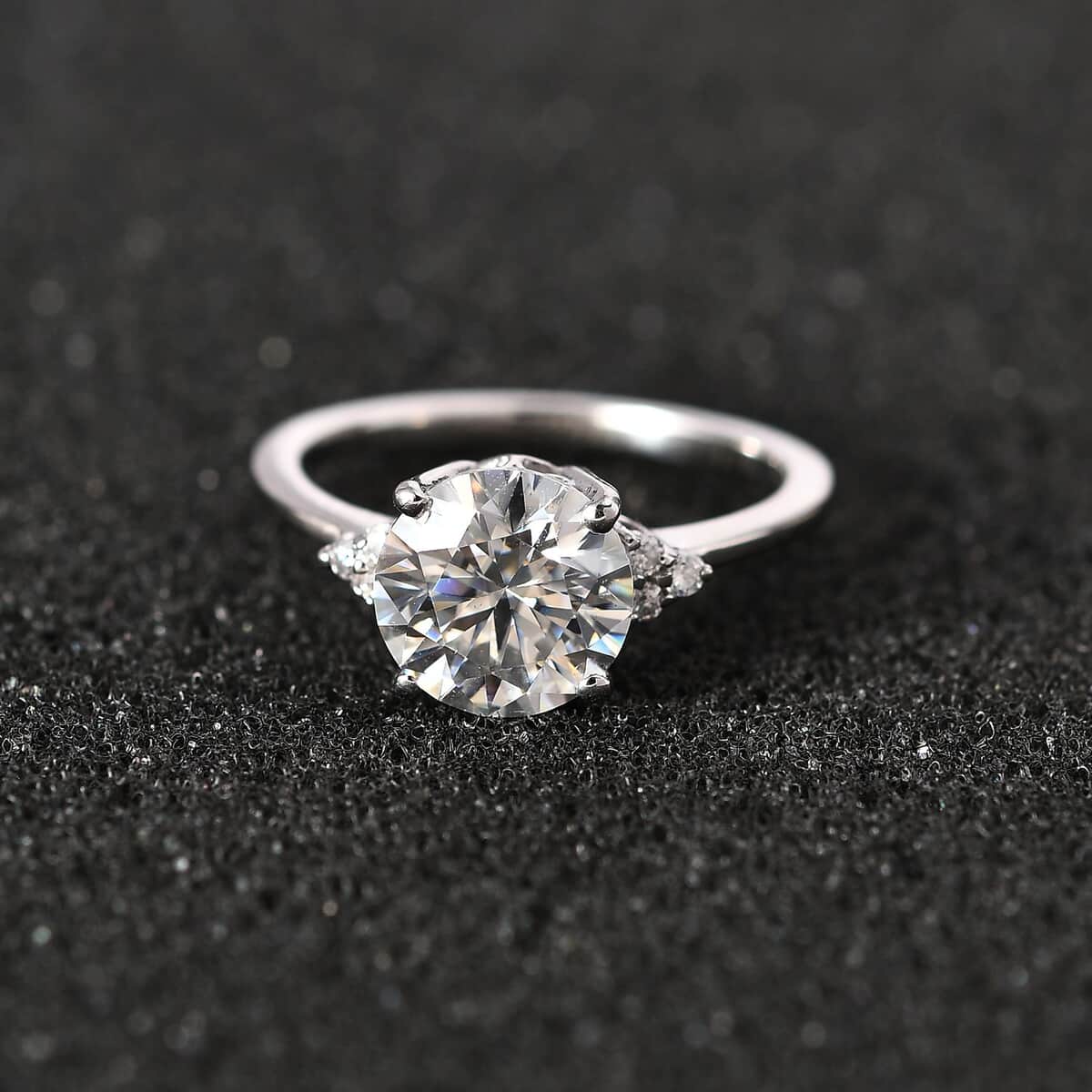 Moissanite Ring in Platinum Over Sterling Silver (Size 10.0) 1.85 ctw image number 2