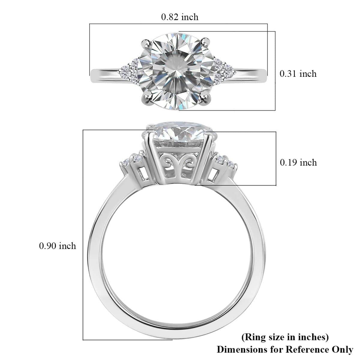 Moissanite Ring in Platinum Over Sterling Silver (Size 10.0) 1.85 ctw image number 6