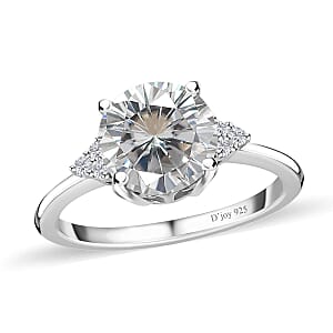 Moissanite Ring in Platinum Over Sterling Silver (Size 8.0) 1.85 ctw