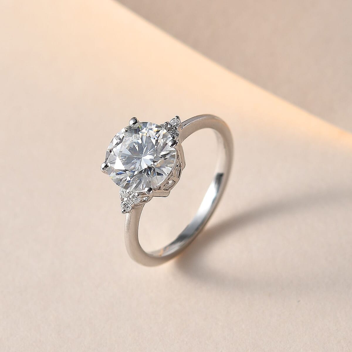 Moissanite Ring in Platinum Over Sterling Silver (Size 8.0) 1.85 ctw image number 1