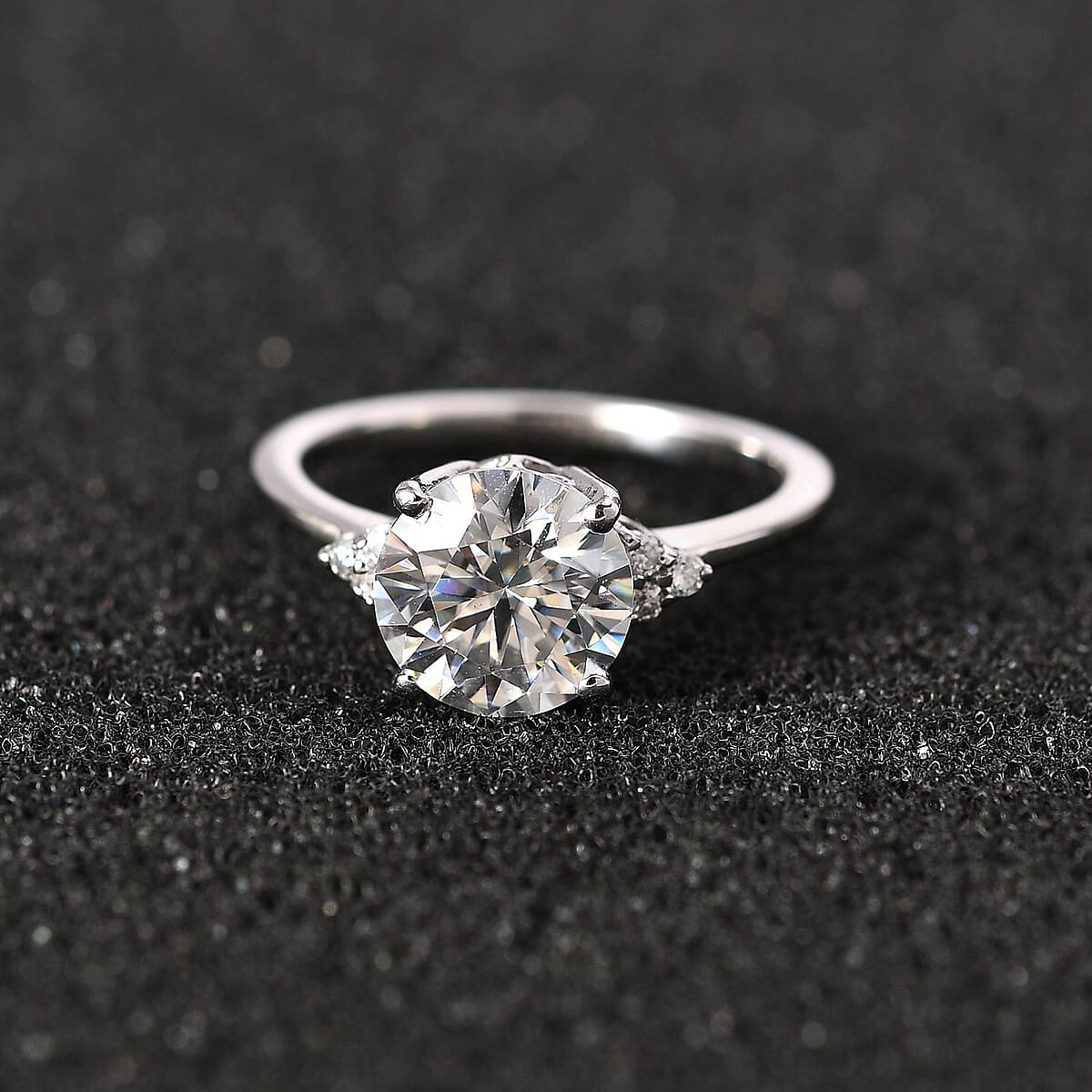 Moissanite Ring in Platinum Over Sterling Silver (Size 8.0) 1.85 ctw image number 2