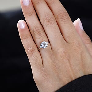 Moissanite Ring in Platinum Over Sterling Silver (Size 8.0) 1.85 ctw