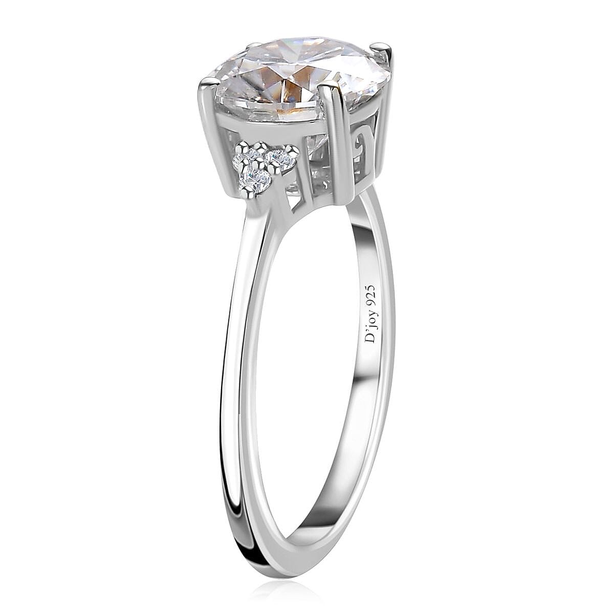 Moissanite Ring in Platinum Over Sterling Silver (Size 8.0) 1.85 ctw image number 4