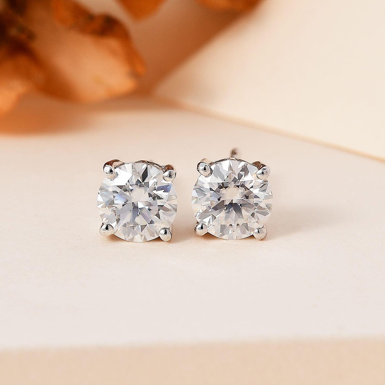 Moissanite Solitaire Stud Earrings in Platinum Over Sterling Silver 1.50 ctw