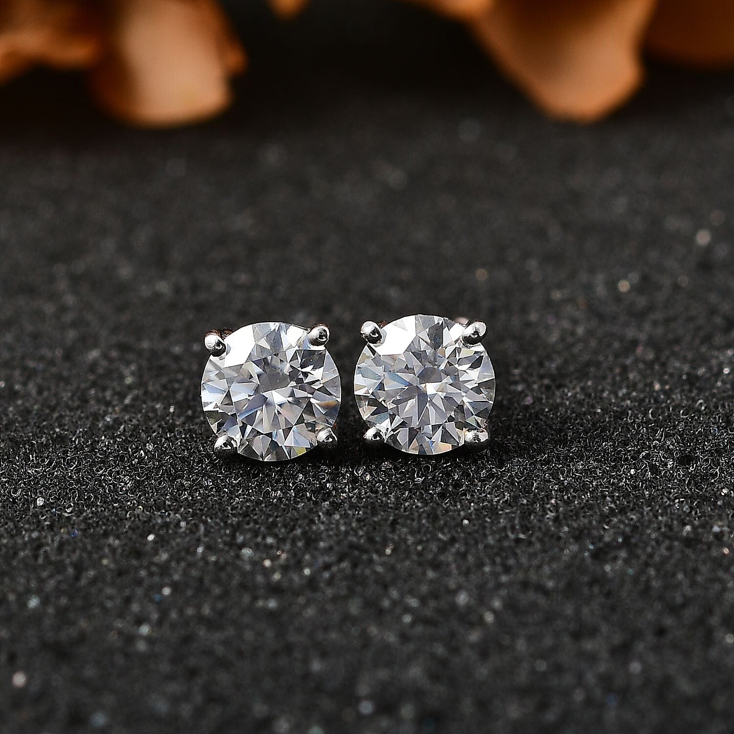Moissanite Solitaire Stud Earrings in Platinum Over Sterling Silver 1.50 ctw