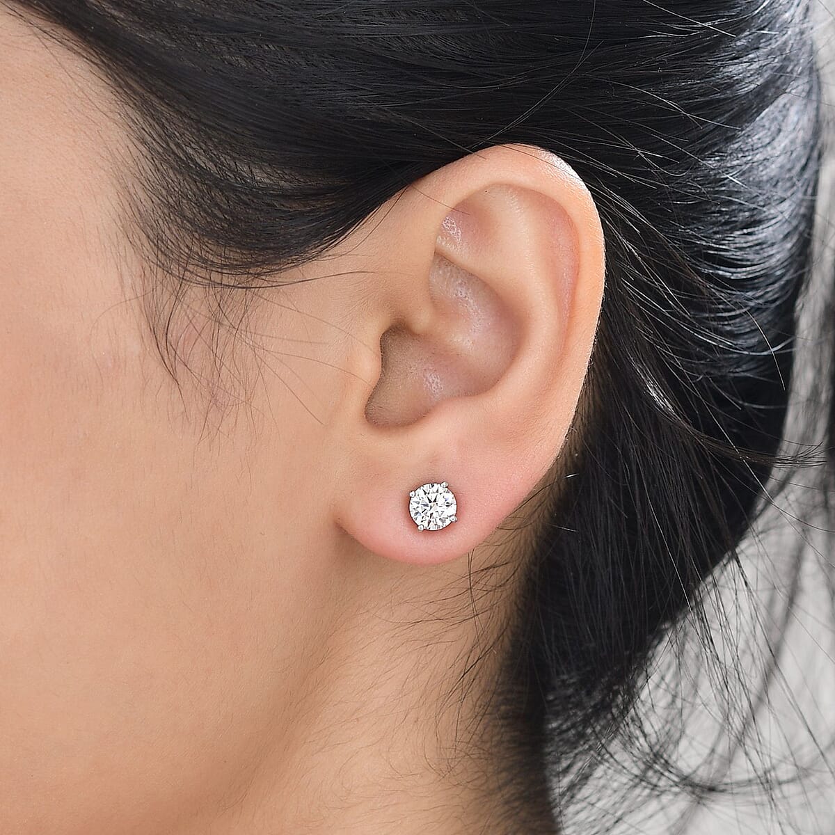 Moissanite Solitaire Stud Earrings in Platinum Over Sterling Silver 1.50 ctw image number 3