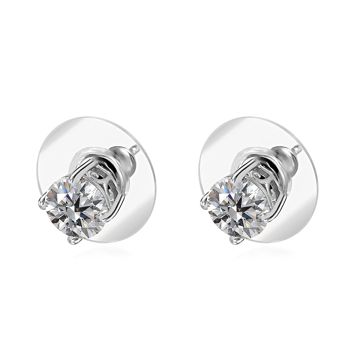 Moissanite Solitaire Stud Earrings in Platinum Over Sterling Silver 1.50 ctw image number 4