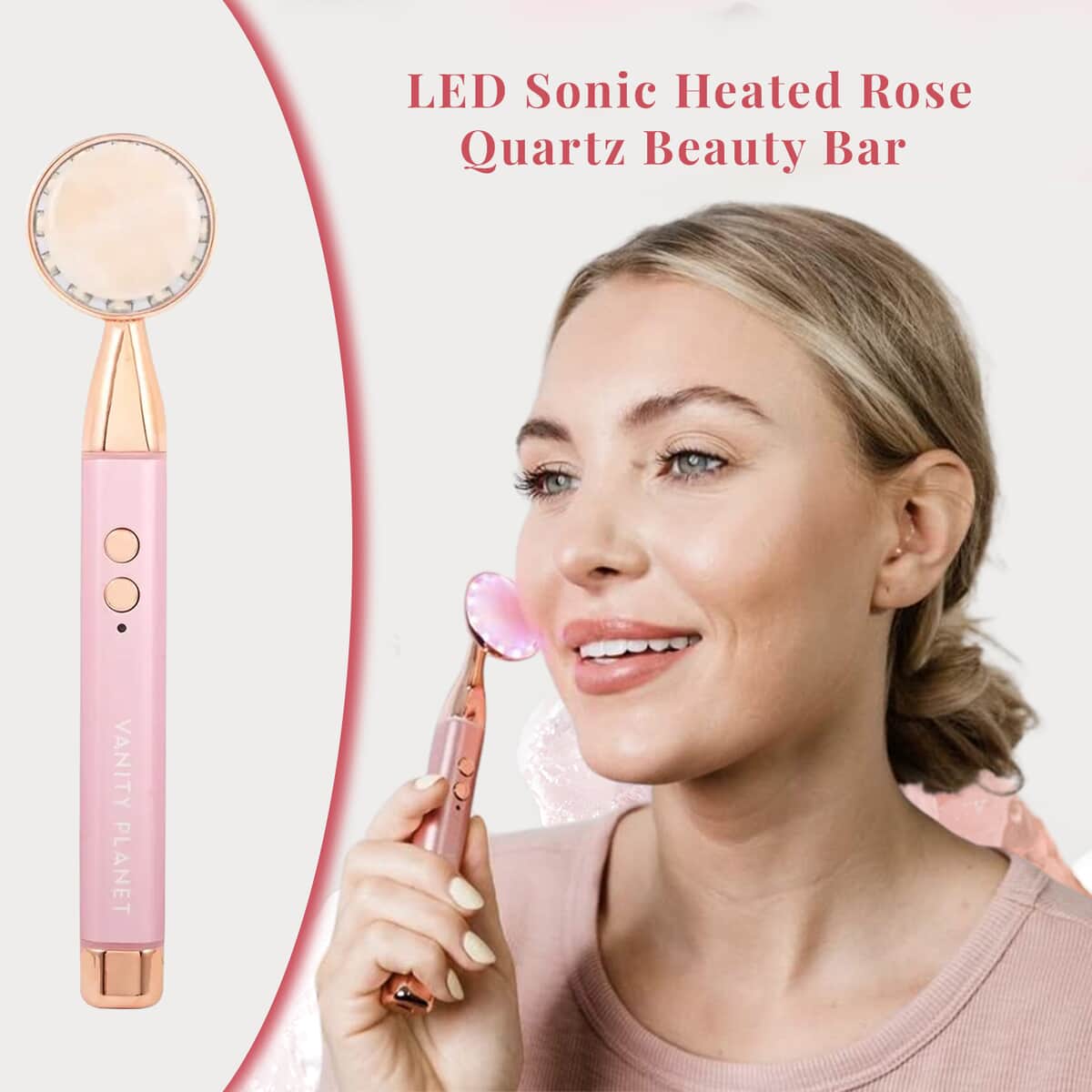 Closeout VANITY PLANET LED Sonic Heated Rose Quartz Beauty Bar image number 1