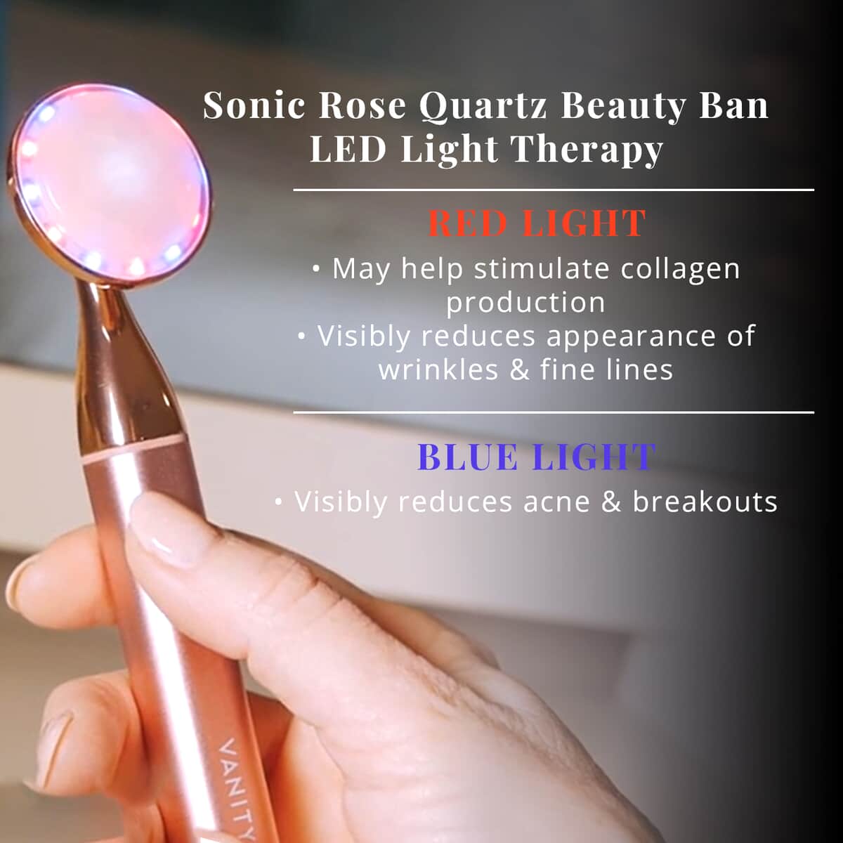 Closeout VANITY PLANET LED Sonic Heated Rose Quartz Beauty Bar image number 3