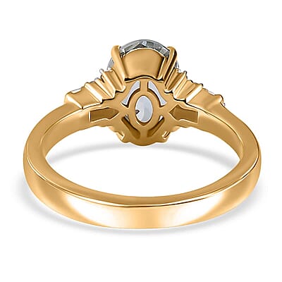 Luxoro 10K Yellow Gold Premium Santa Maria Aquamarine, Diamond (G-H, I2) Ring (Size 10.0) 1.70 ctw