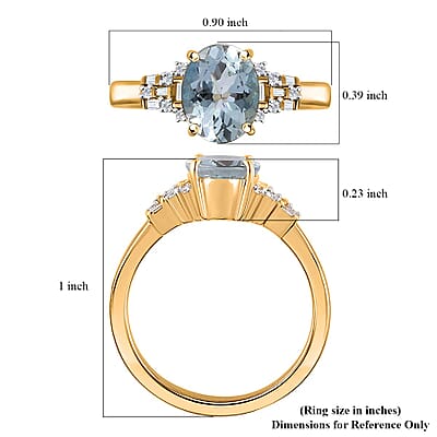 Luxoro 10K Yellow Gold Premium Santa Maria Aquamarine, Diamond (G-H, I2) Ring (Size 10.0) 1.70 ctw