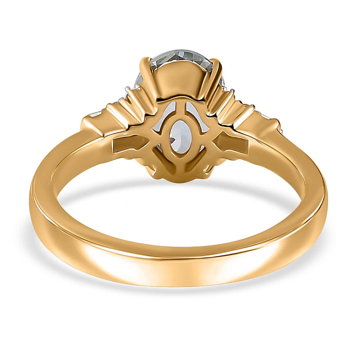 Luxoro 10K Yellow Gold Premium Santa Maria Aquamarine and G-H I2 Diamond Ring (Size 6.0) 1.70 ctw image number 4