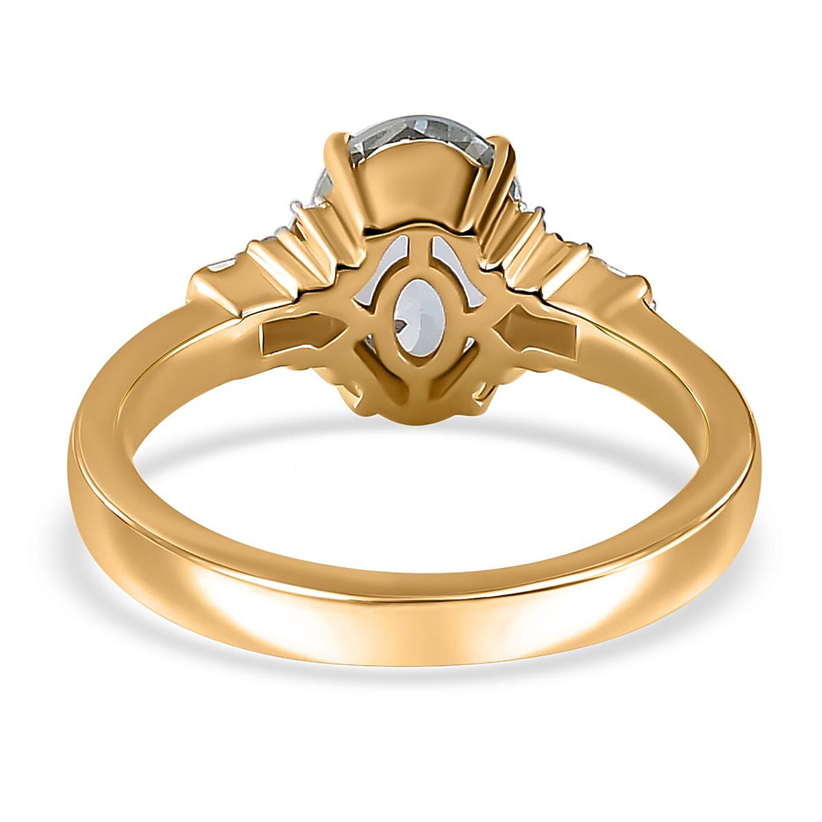 Luxoro 10K Yellow Gold Premium Santa Maria Aquamarine and G-H I2 Diamond Ring (Size 7.0) 1.70 ctw image number 4