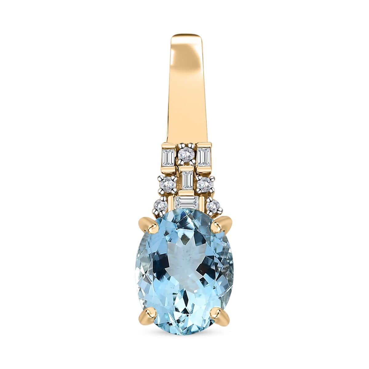 Luxoro 10K Yellow Gold Premium Santa Maria Aquamarine and G-H I2 Diamond Pendant 1.75 ctw image number 0