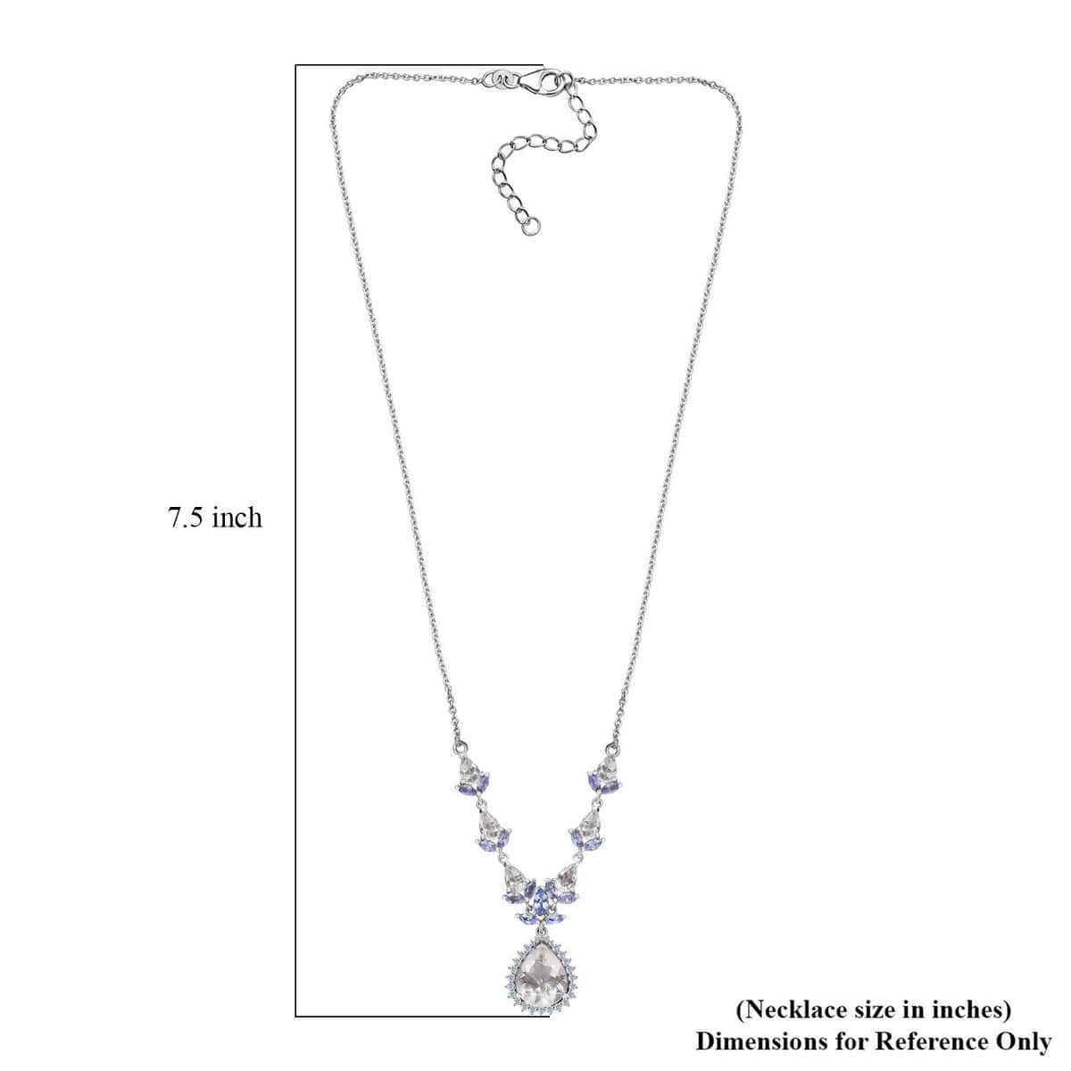 Mexican Hyalite Opal and Multi Gemstone Drop Necklace 18-20 Inches in Platinum Over Sterling Silver with Free UV Flash Light 6.30 ctw image number 5