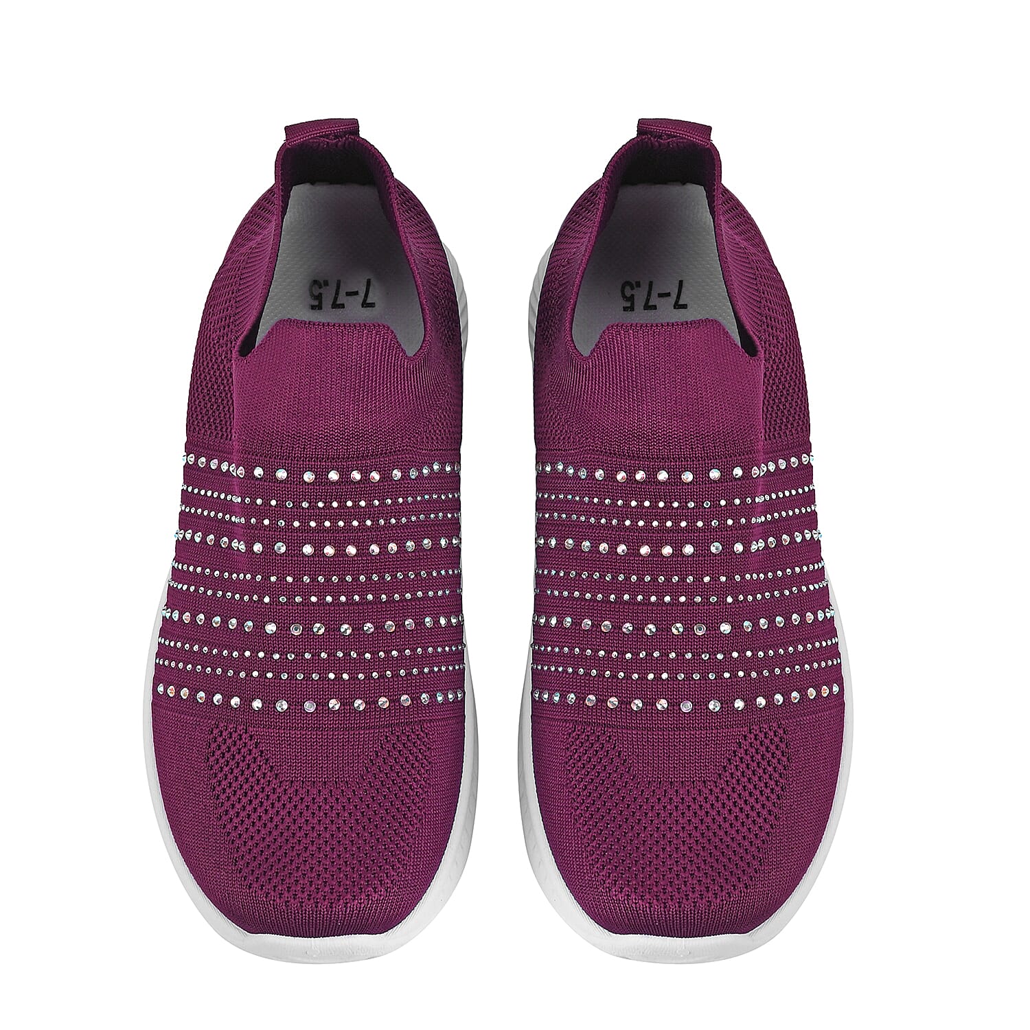 Purple Women's Crystal Jeweled Knit Vented Trainers - (Size 7-7.5)