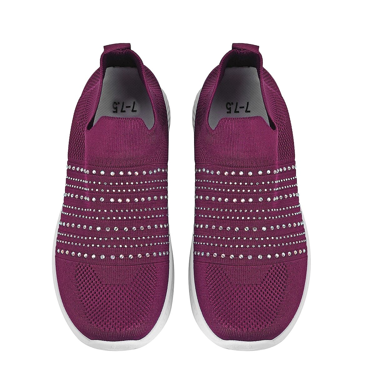 Purple Women's Crystal Jeweled Knit Vented Trainers - (Size 11-11.5) image number 3