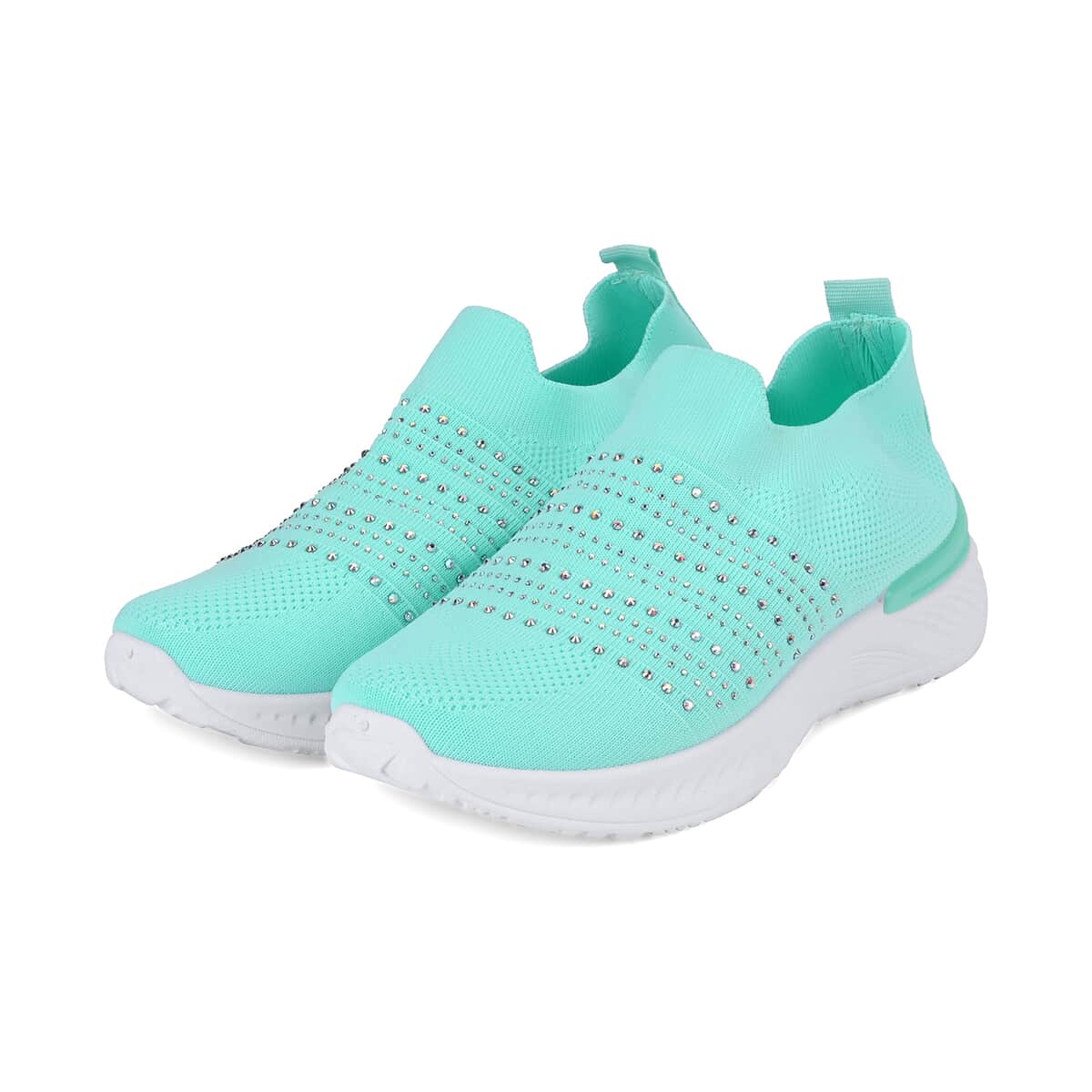 Fresh Mint Women's Crystal Jeweled Knit Vented Trainers - (Size 9-9.5) image number 0