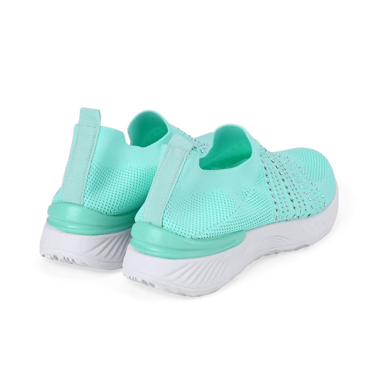 Fresh Mint Women's Crystal Jeweled Knit Vented Trainers - (Size 9-9.5) image number 1