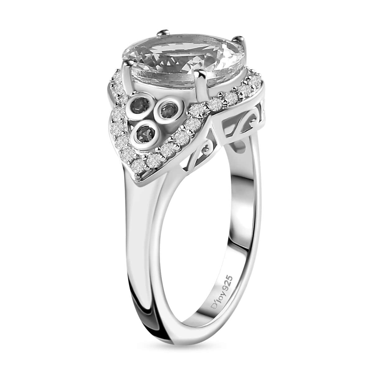 Premium Santa Maria Aquamarine, Multi Gemstone Ring in Platinum Over Sterling Silver (Size 6.0) 2.60 ctw image number 3