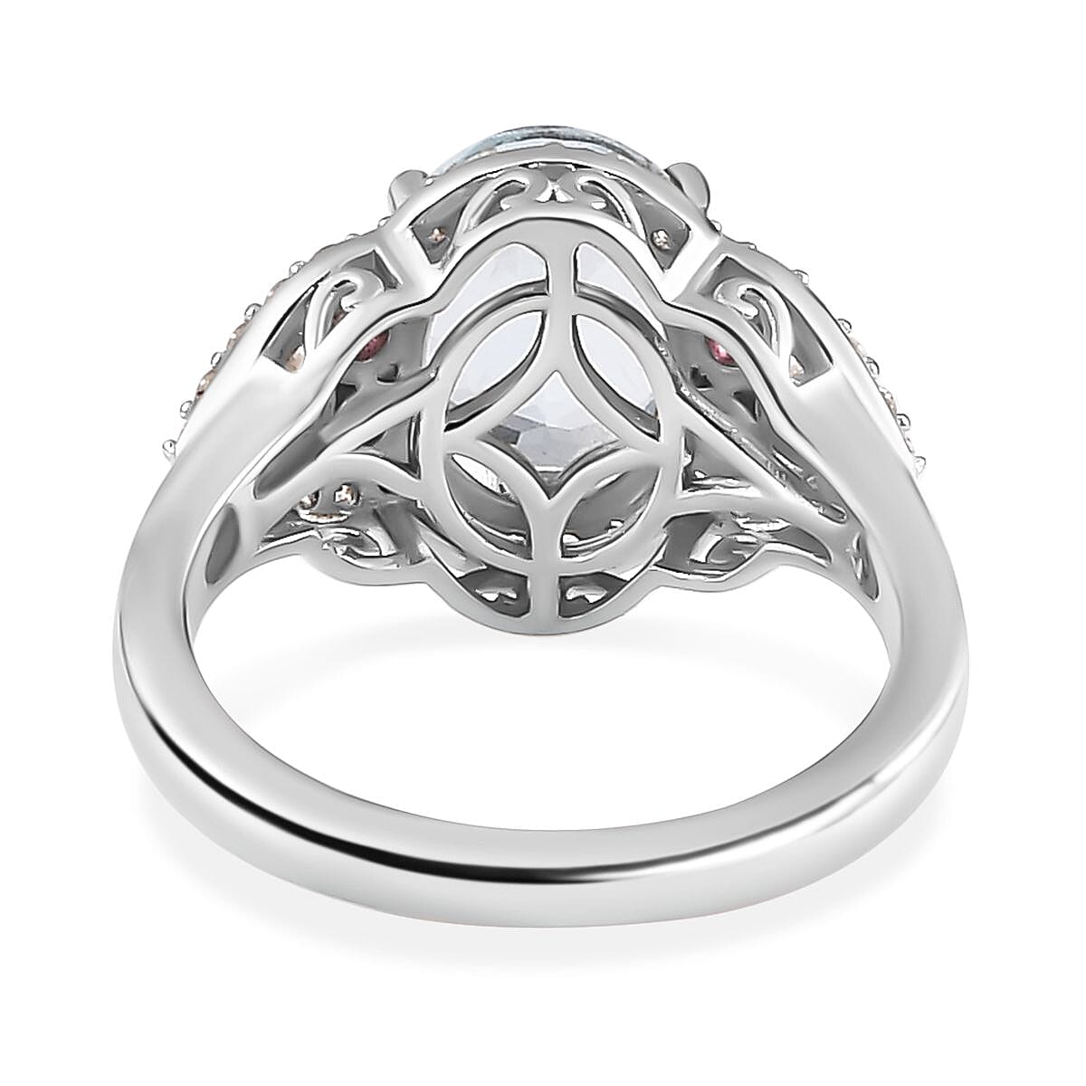 Premium Mangoro Aquamarine and Multi Gemstone Ring in Platinum Over Sterling Silver (Size 6.0) 2.60 ctw