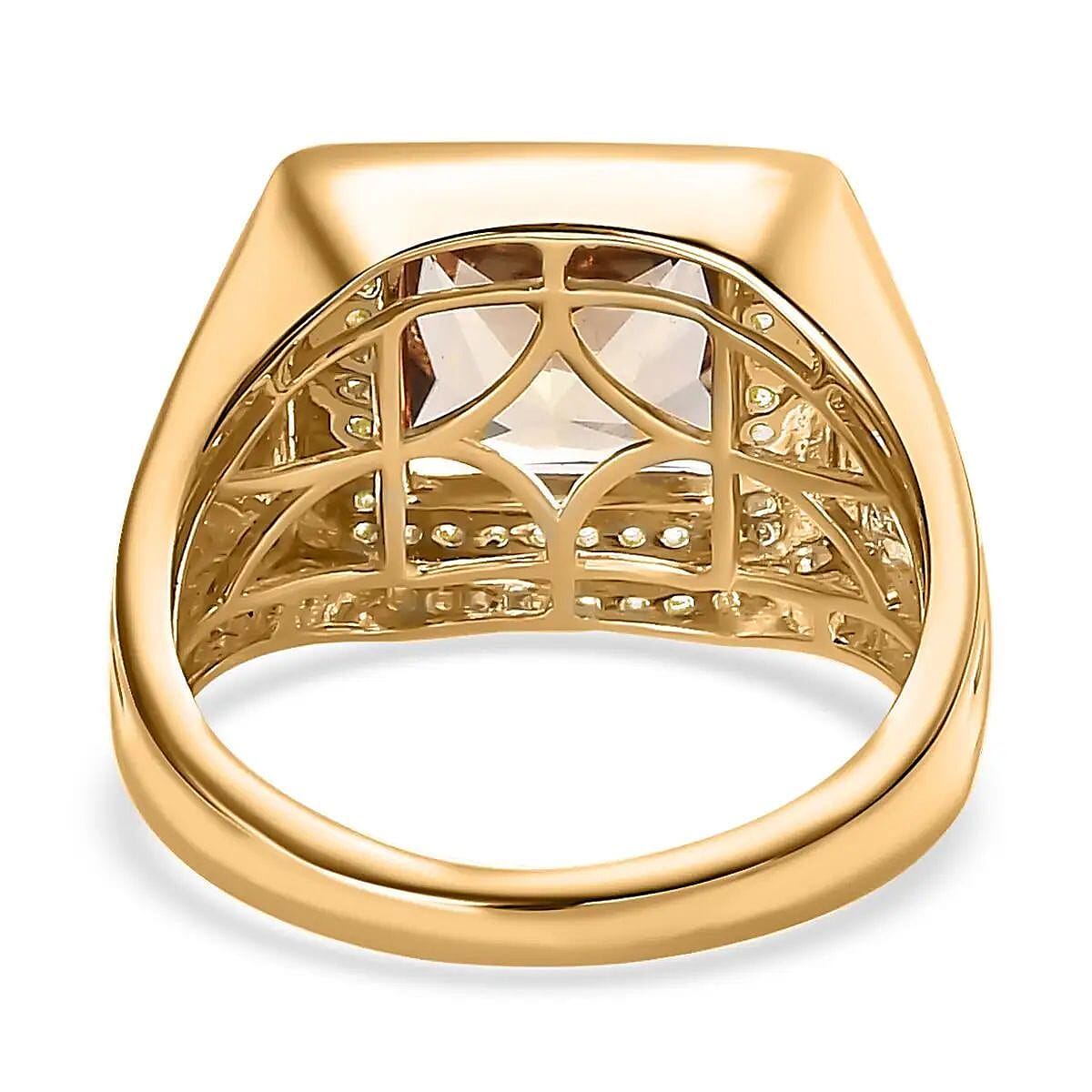 Luxoro 14K Yellow Gold AAA Turkizite and I3 Diamond Halo Men's Ring (Size 10.0) 8.50 Grams 4.30 ctw