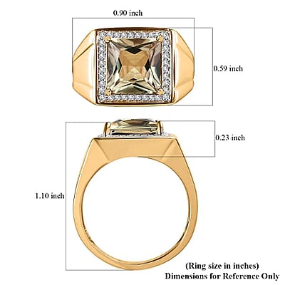 Luxoro 14K Yellow Gold AAA Turkizite and I3 Diamond Halo Men's Ring (Size 10.0) 8.50 Grams 4.30 ctw