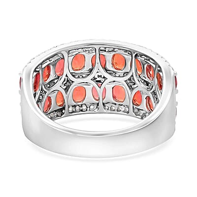 Modani 14K White Gold Orange Sapphire and I1 Diamond Ring (Size 6.0) 4.90 Grams 3.75 ctw
