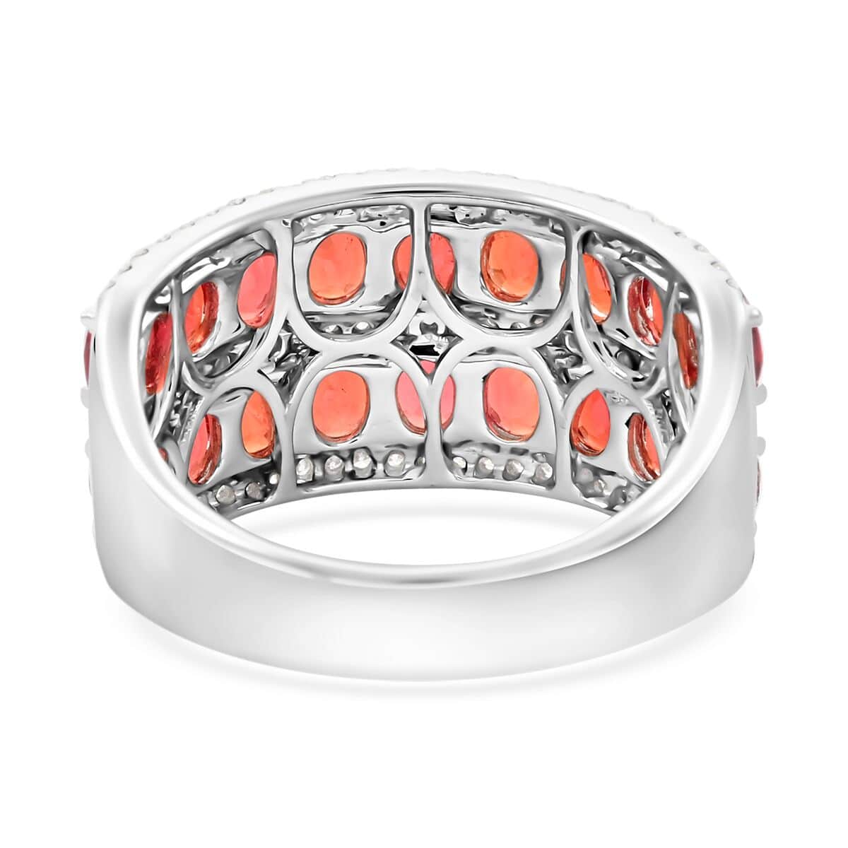 Modani 14K White Gold Orange Sapphire and I1 Diamond Ring (Size 6.0) 4.90 Grams 3.75 ctw image number 4
