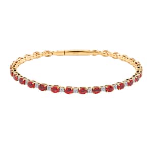 Modani 14K Yellow Gold Orange Sapphire and SI Diamond Bangle Bracelet (7.00 In) 4.75 Grams 6.60 ctw