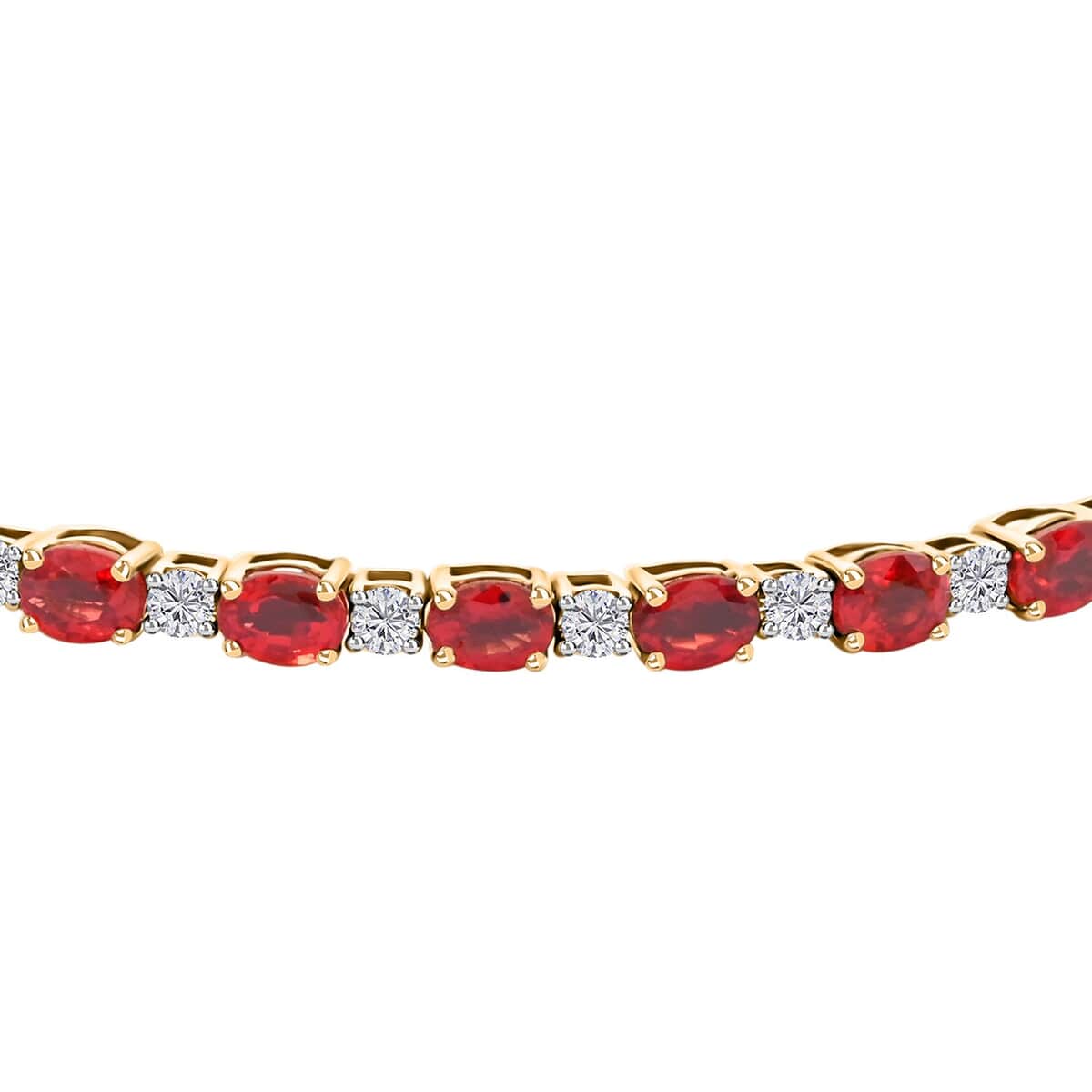 Modani 14K Yellow Gold Orange Sapphire and SI Diamond Bangle Bracelet (7.00 In) 4.75 Grams 6.60 ctw image number 2