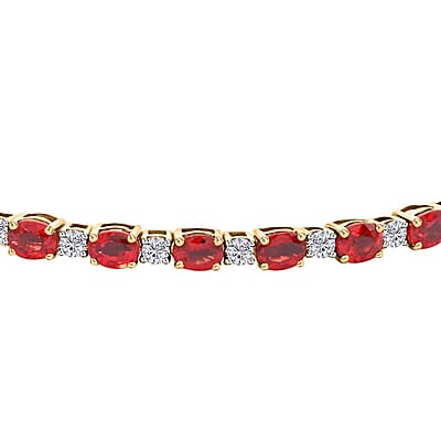 Modani 14K Yellow Gold Orange Sapphire and SI Diamond Bangle Bracelet (7.00 In) 4.75 Grams 6.60 ctw
