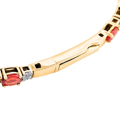 Modani 14K Yellow Gold Orange Sapphire and SI Diamond Bangle Bracelet (7.00 In) 4.75 Grams 6.60 ctw