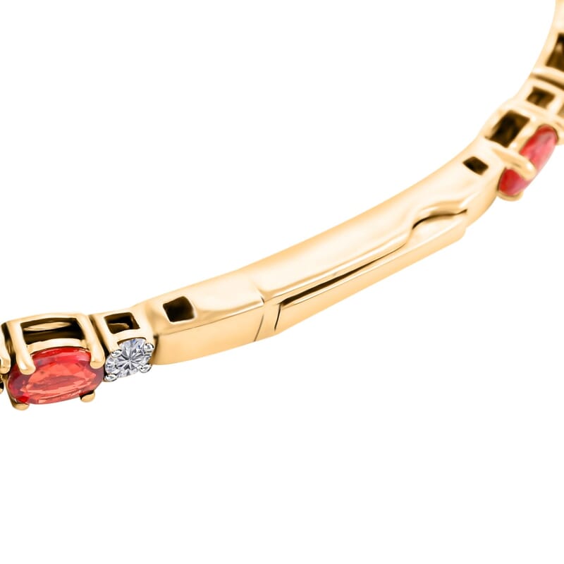 Modani 14K Yellow Gold Orange Sapphire and SI Diamond Bangle Bracelet (7.00 In) 4.75 Grams 6.60 ctw