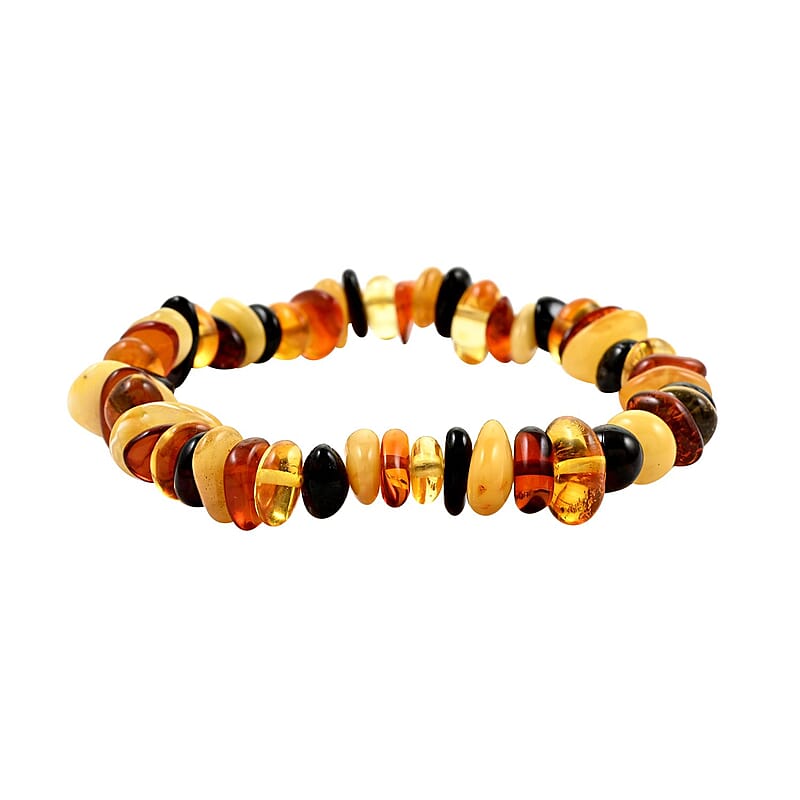 Multi Color Amber Chips Stretch Bracelet
