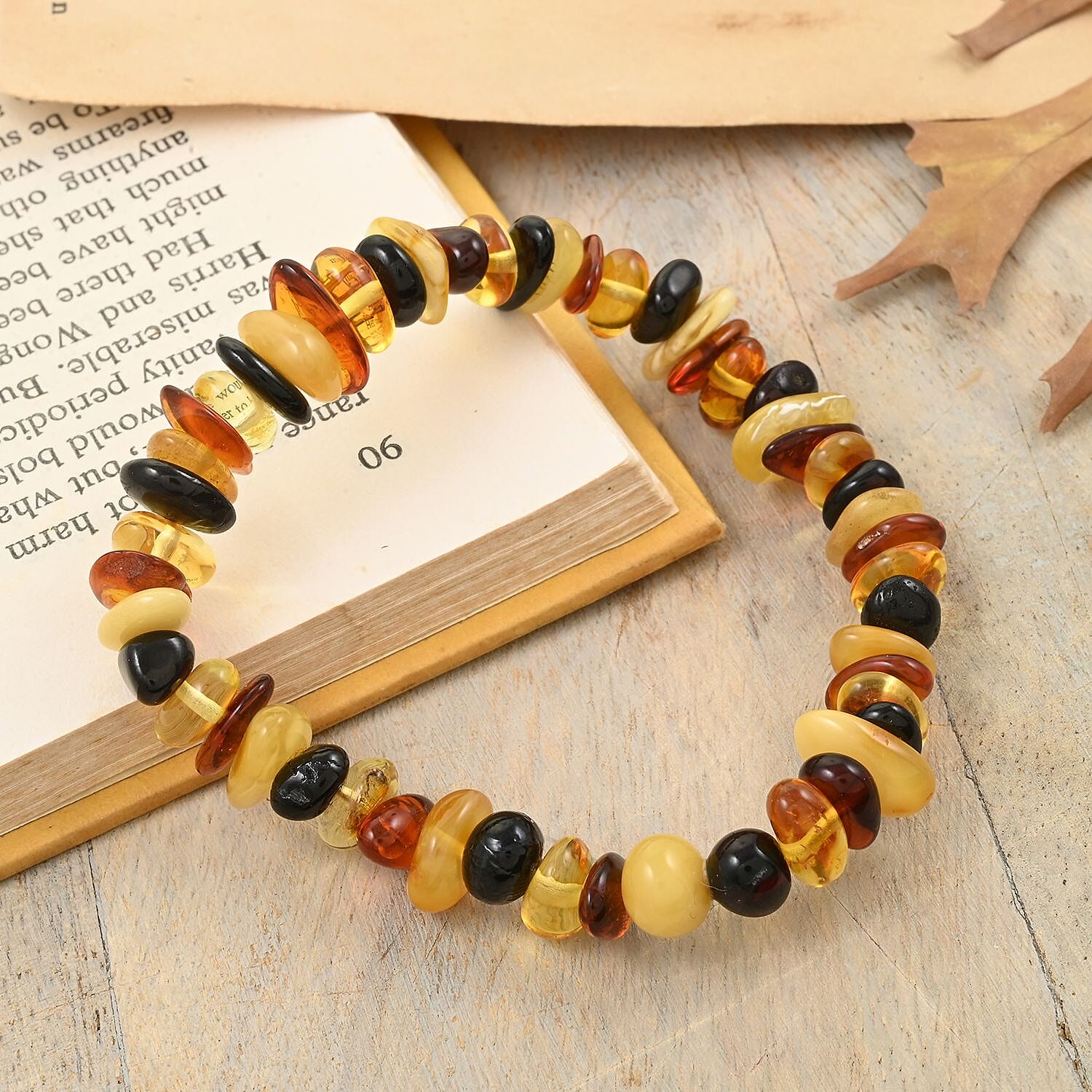 Multi Color Amber Chips Stretch Bracelet