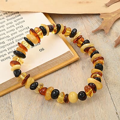 Multi Color Amber Chips Stretch Bracelet