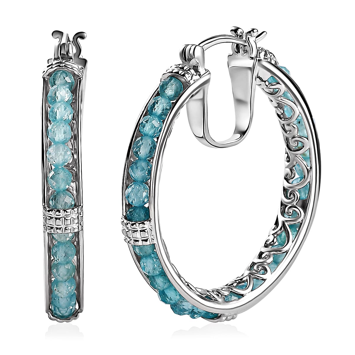 EverTrue Betroka Blue Apatite 13.90 ctw Earrings in Platinum Bond image number 0