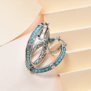 EverTrue Betroka Blue Apatite 13.90 ctw Earrings in Platinum Bond