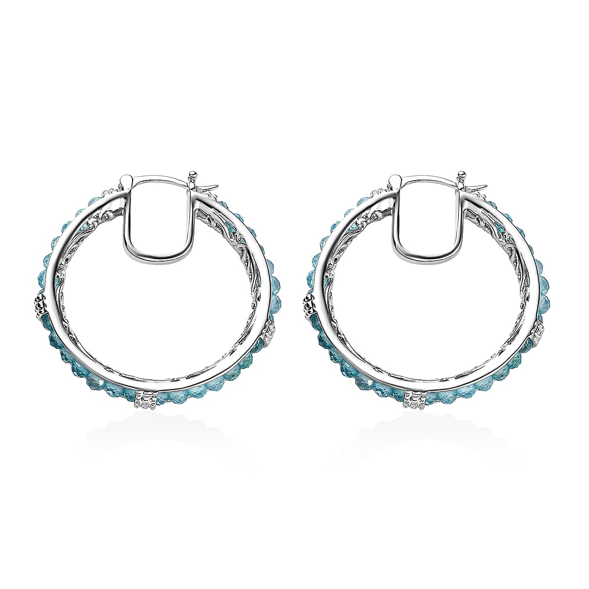 EverTrue Betroka Blue Apatite 13.90 ctw Earrings in Platinum Bond image number 3