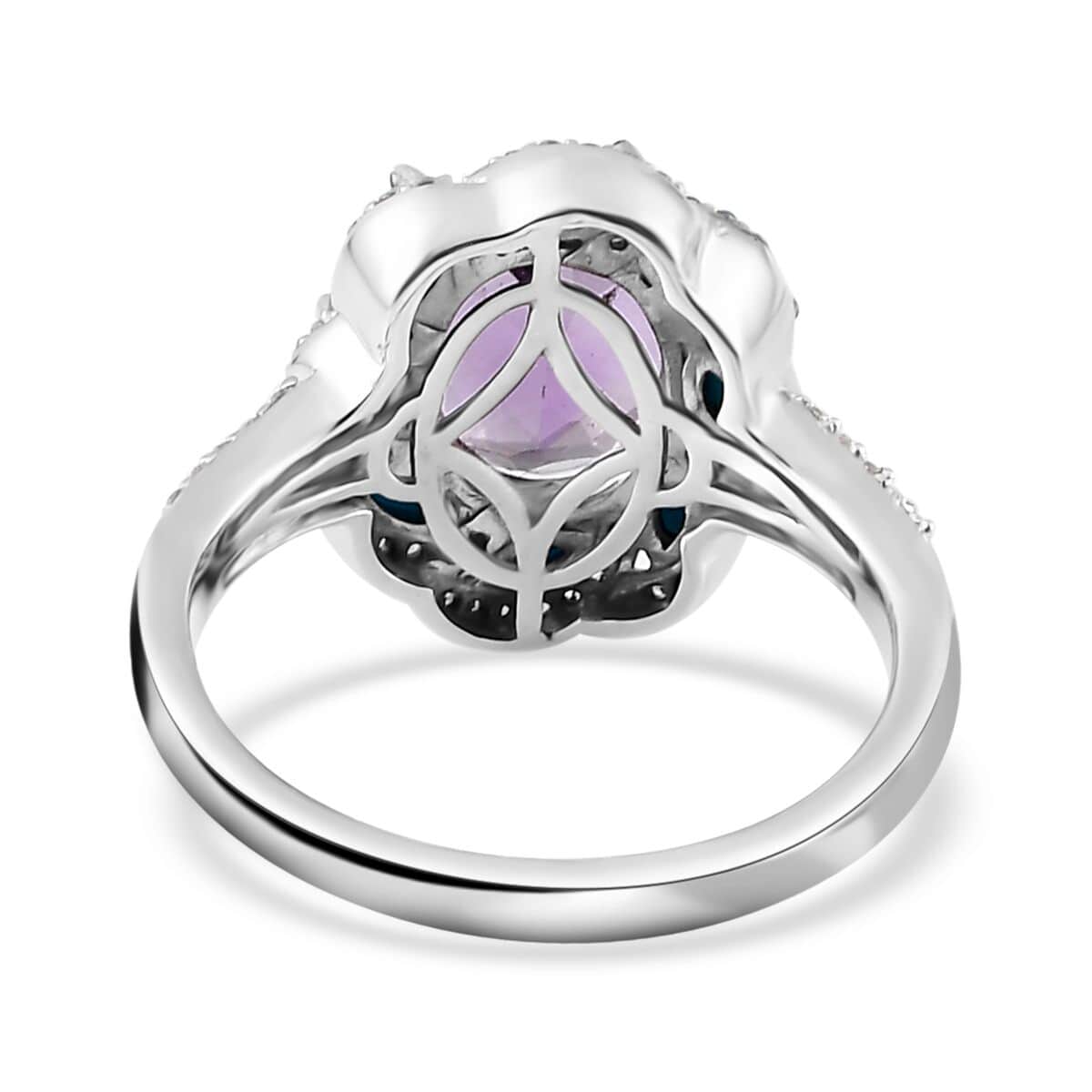 Premium Rose De France Amethyst and Multi Gemstone Ring in Platinum Over Sterling Silver (Size 5.0) 3.70 ctw image number 4