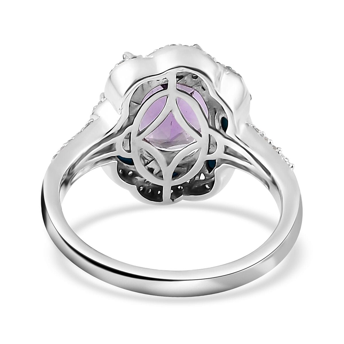Premium Rose De France Amethyst and Multi Gemstone Ring in Platinum Over Sterling Silver (Size 7.0) 3.70 ctw image number 4