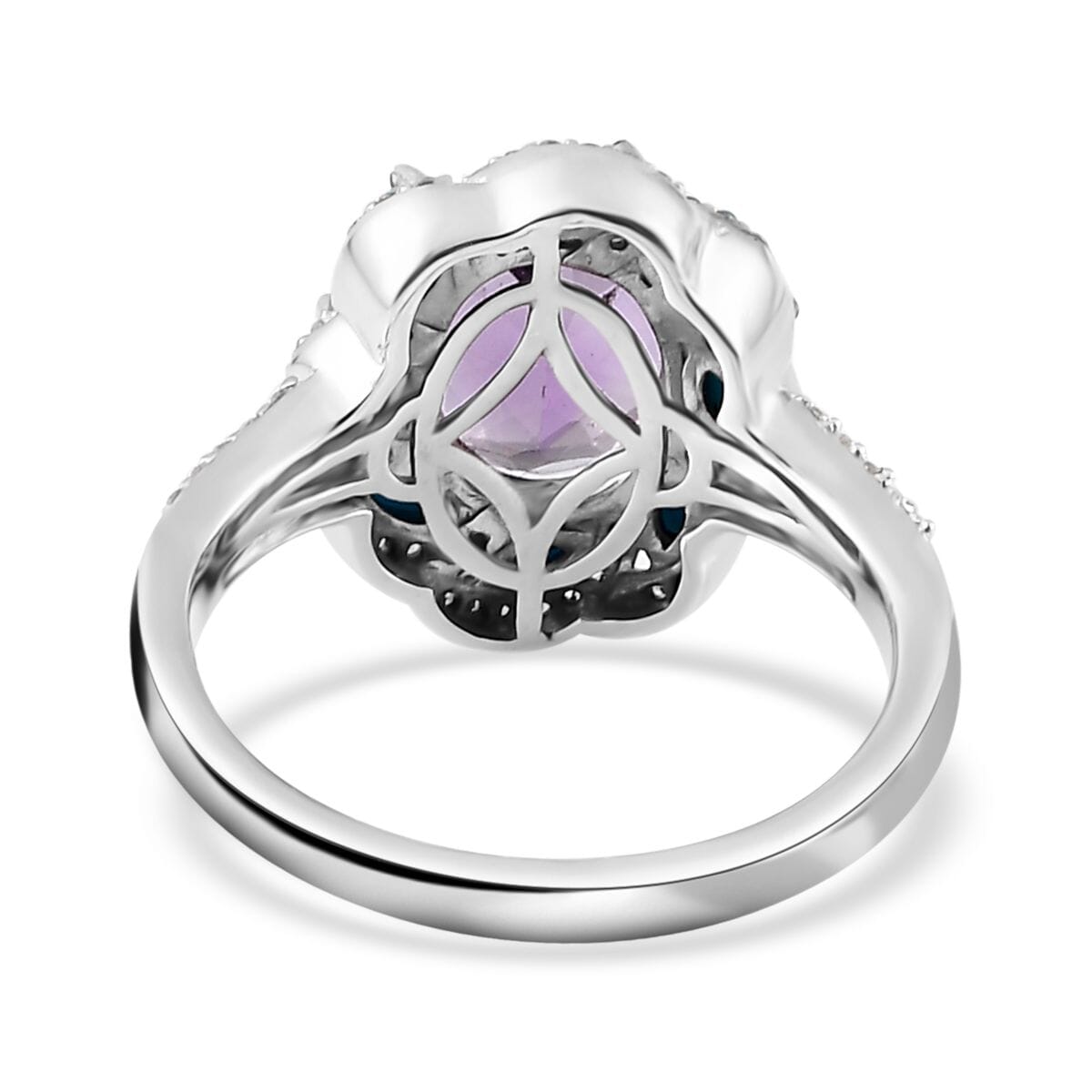 Premium Rose De France Amethyst and Multi Gemstone Ring in Platinum Over Sterling Silver (Size 8.0) 3.70 ctw image number 4