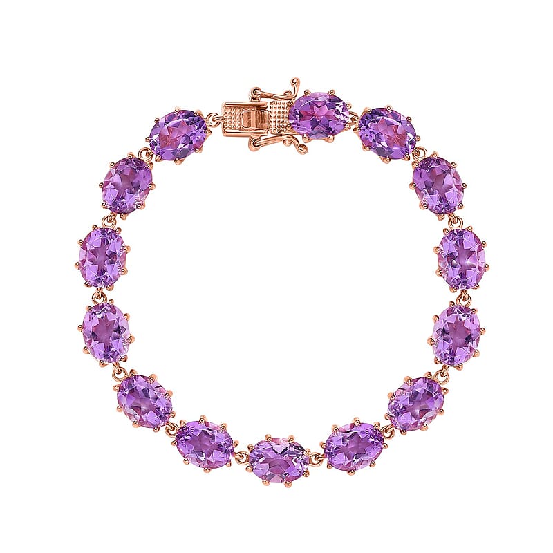 Premium Rose De France Amethyst Bracelet in Vermeil Rose Gold Over Sterling Silver (6.50 In) 24.15 ctw
