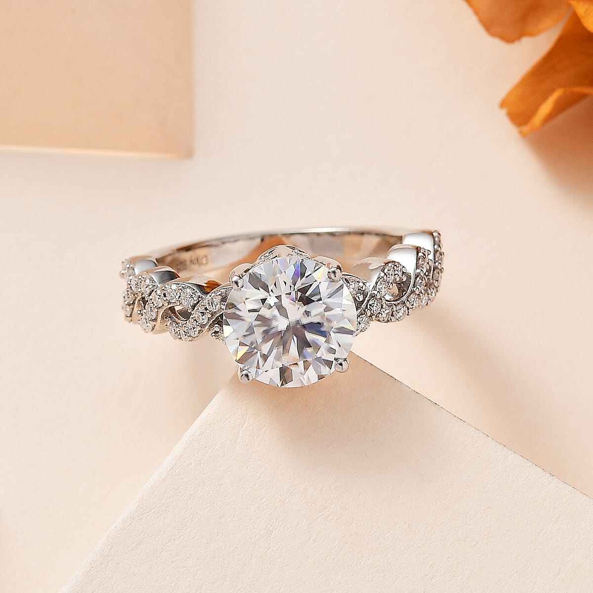 Moissanite Ring in Platinum Over Sterling Silver (Size 5.0) 3.00 ctw image number 1