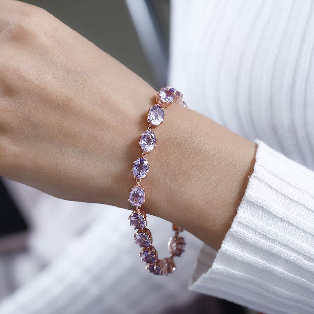 Premium Rose De France Amethyst Bracelet in Vermeil Rose Gold Over Sterling Silver (8.00 In) 29.35 ctw image number 2