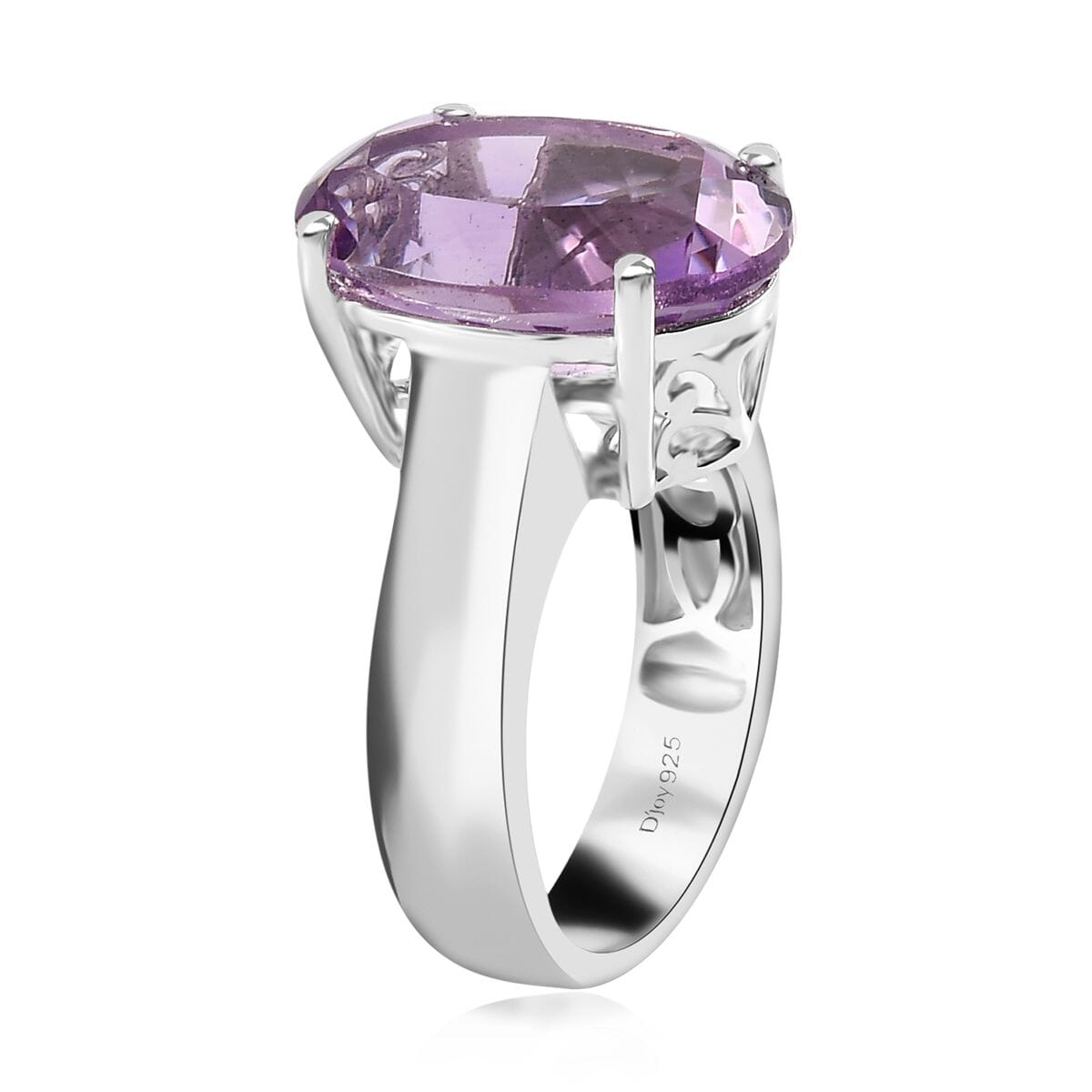 Premium Rose De France Amethyst Solitaire Ring in Platinum Over Sterling Silver (Size 8) 11.60 ctw image number 3