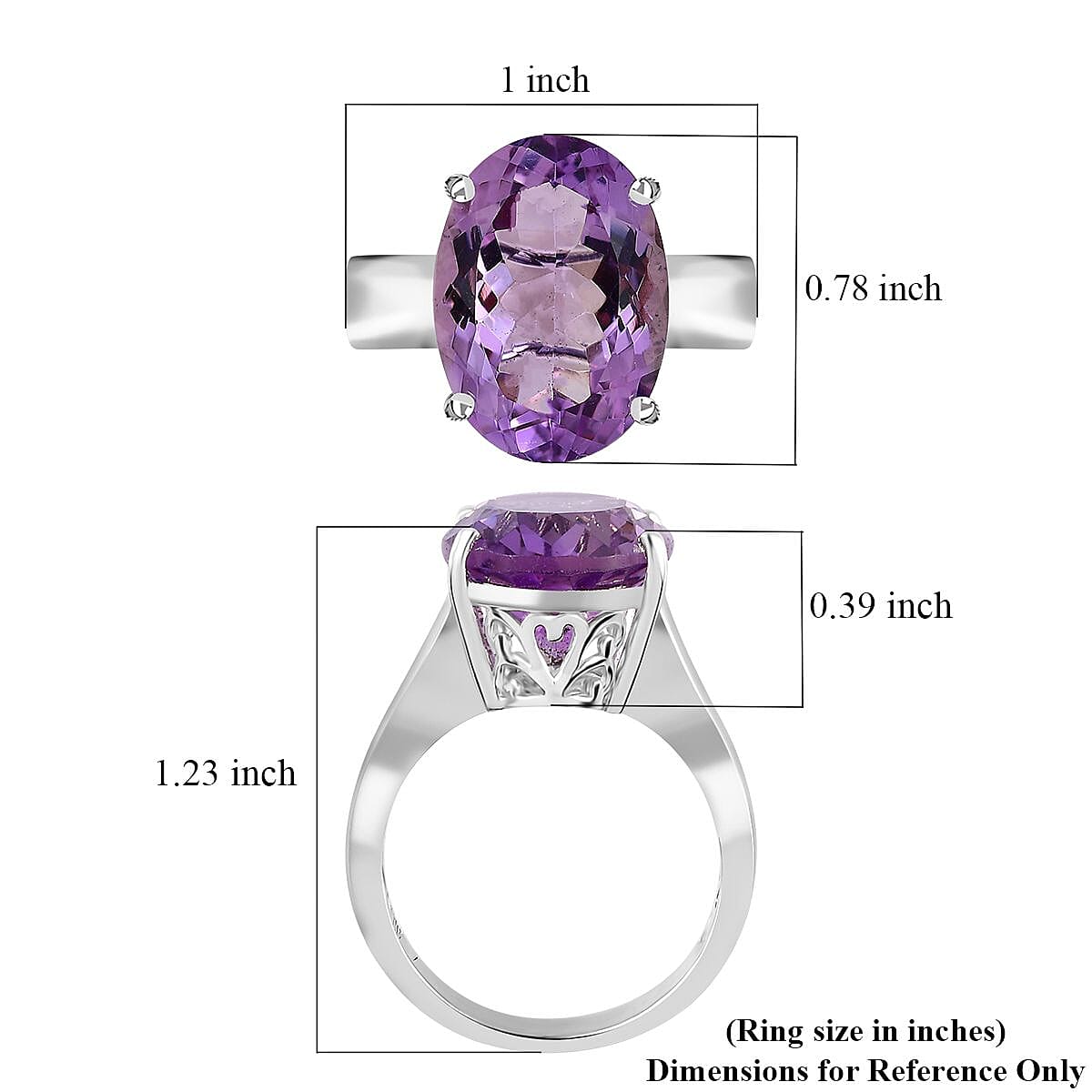 Premium Rose De France Amethyst Solitaire Ring in Platinum Over Sterling Silver (Size 10.0) 11.60 ctw